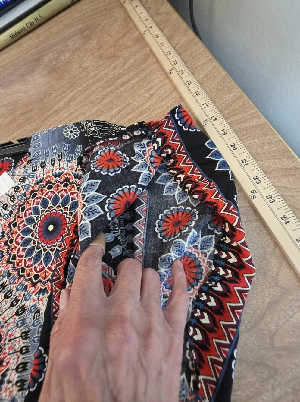 Boho Mandala Print 1X To 2X Kimono Sleeve Blouse Top Bohemian - Picture 6 of 15